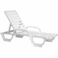 Grosfillex US031004 Bahia White Stacking Adjustable Resin Chaise - 2/Pack, 2PK 383US031004PK
